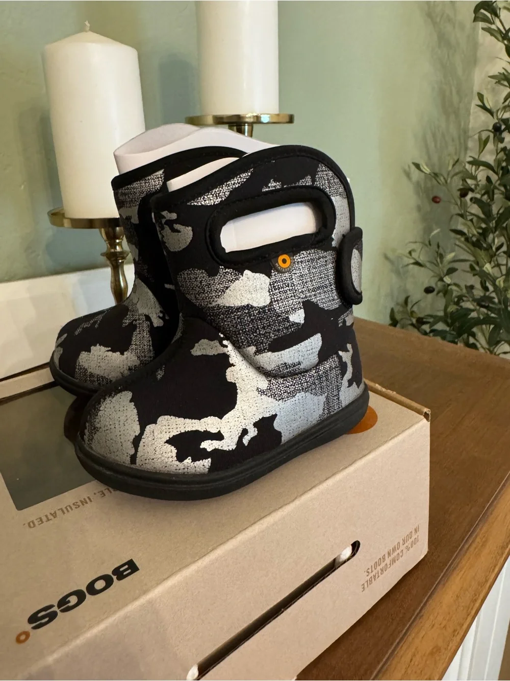 Bogs Infant/Toddler Black Metallic Camo Winter Boots